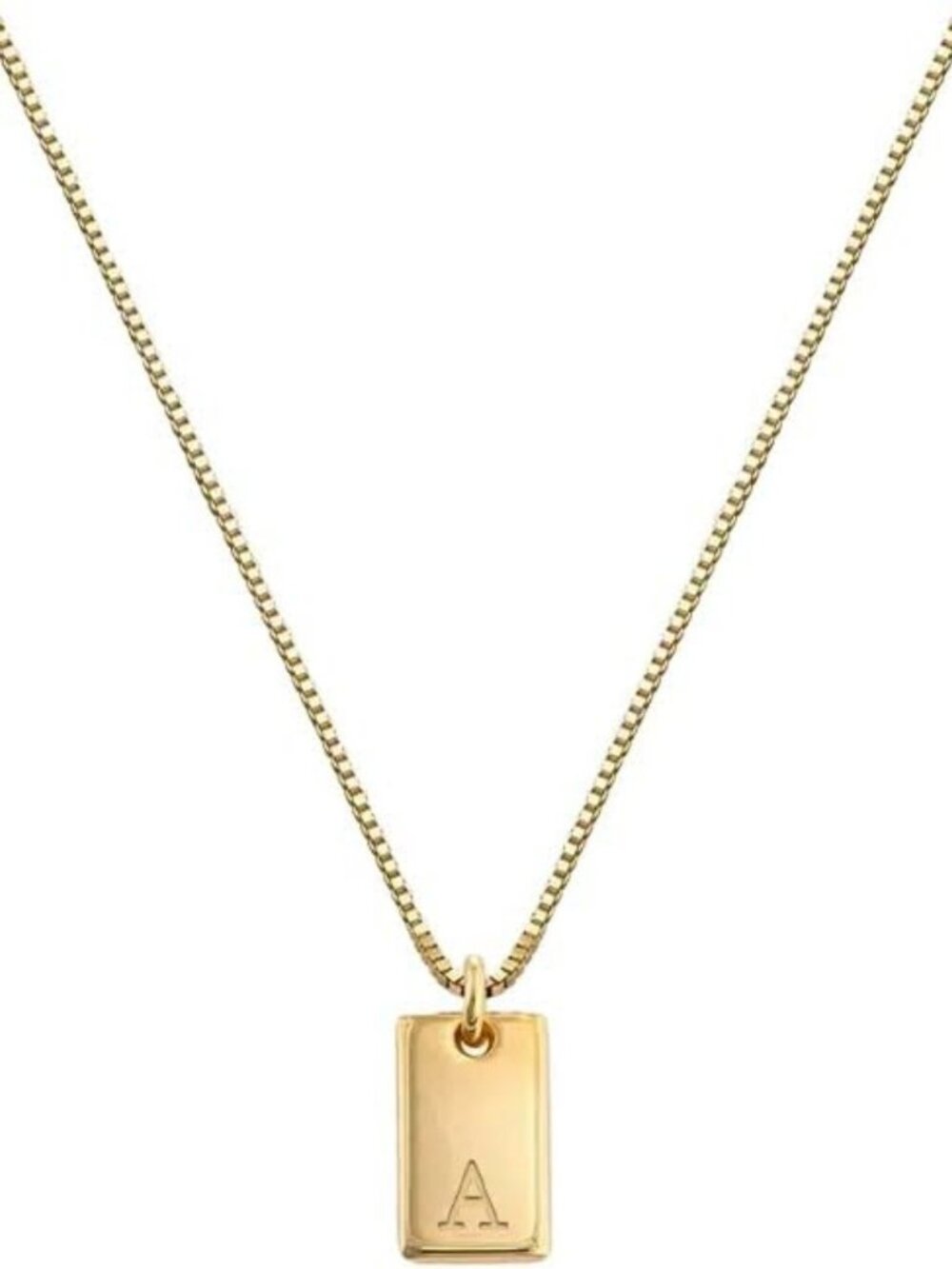 Sterling Silver A-Z Initial Tag Necklace | Elegant Letter Pendant on Box Chain